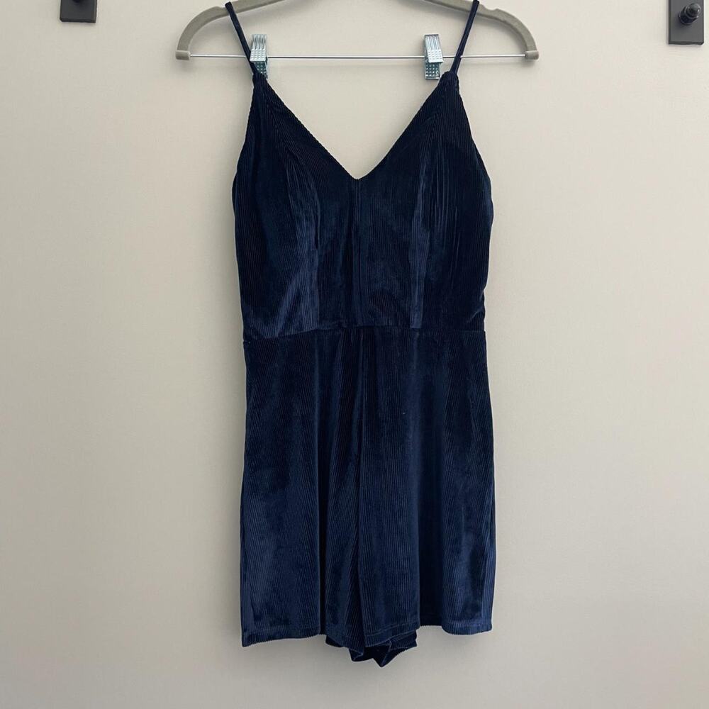 Navy Blue Velvet Romper